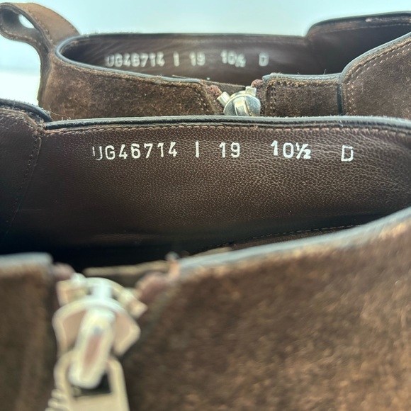 Salvatore Ferragamo Brown Suede Italian Leather Zip Chelsea Boots Size 10.5 - Picture 6 of 15